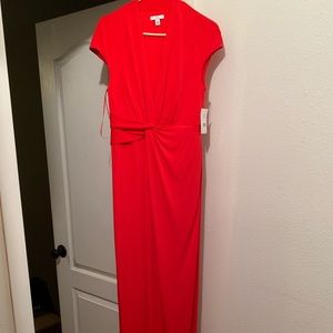 Halston red full length dress